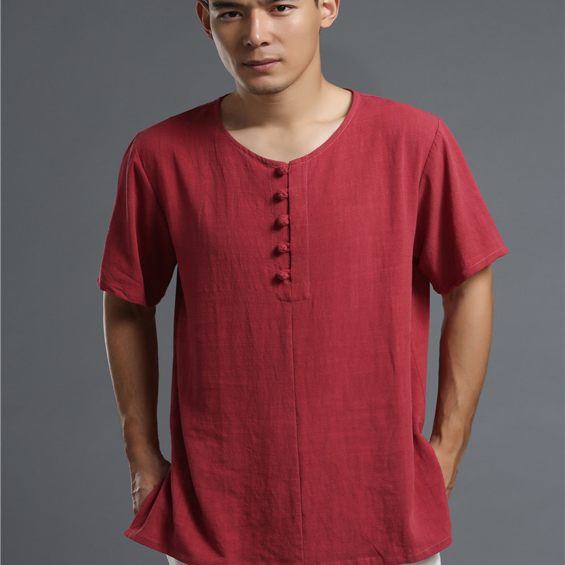 断码清货特价复古棉麻短袖上衣