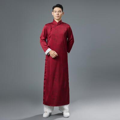 国风复古盘扣立领长衫长袍演出服
