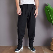 春秋小脚裤 子复古苎麻男式 休闲裤 中国风男装 文艺禅意居士收脚长裤