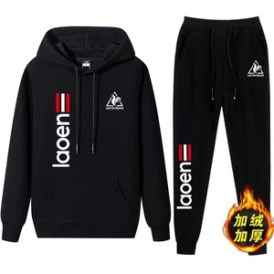 加绒卫衣公鸡连帽休闲套装带帽衫运动服男纯棉男士卫衣秋冬款潮流