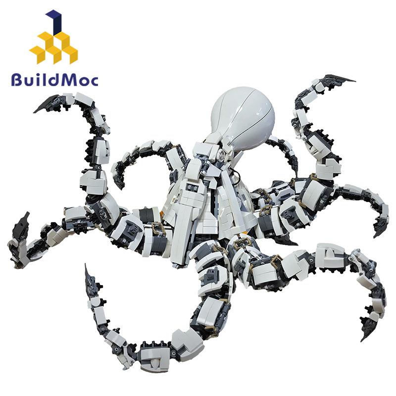BuildMoc机甲章鱼玩具机械兽-机械章鱼男孩拼搭玩具积木MOC小颗粒