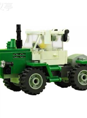MOC积木兼容15743绿色拖拉机小颗粒创意城市系列玩具套装