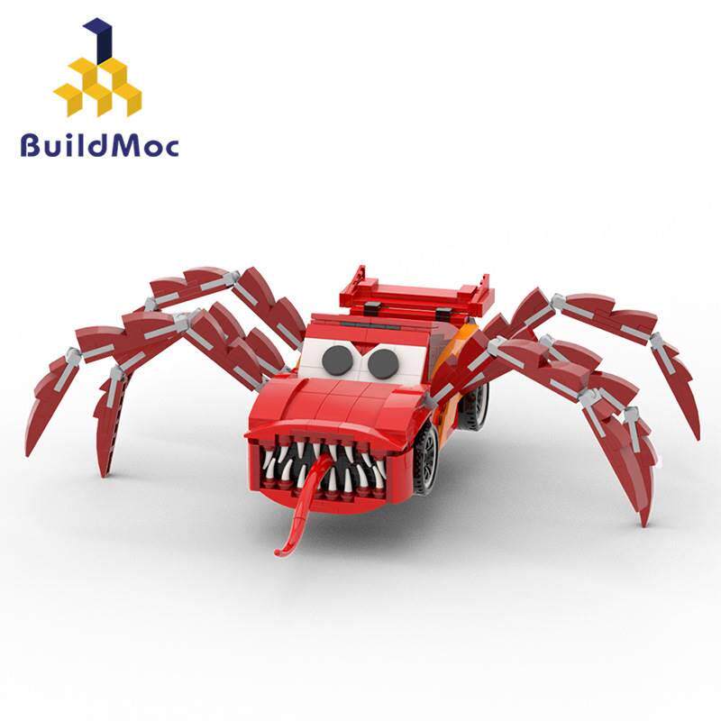 BuildMoc恐怖积木汽车总动员玩具查尔斯小火车儿童益智拼搭玩具