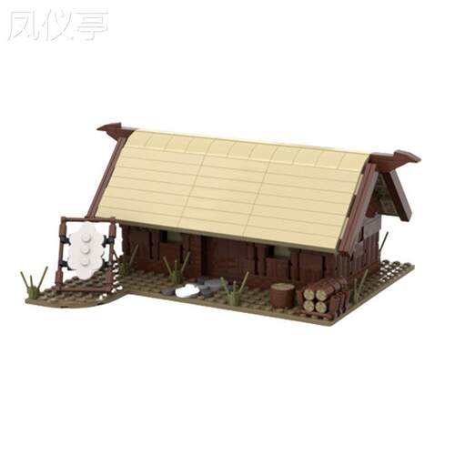 MOC-158270维京人小屋房子兼容拼装积木建筑模型玩具桌面摆件