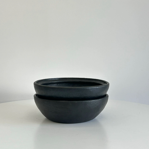 几多黑陶柴烧带檐餐盘菜盘沙拉盘大碗（口径19CM）