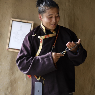 几多手作编织黑陶银牌串珠手机绳相机绳挂绳(短款)