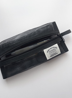 三个年糕 原创 网格笔袋 新版 黑色大容量笔袋