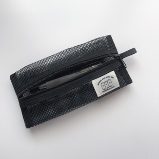 三个年糕 原创 网格笔袋 新版 黑色大容量笔袋