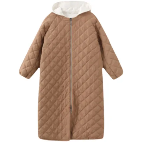 你是我的荣耀乔晶晶迪丽热巴同款衣服格纹长款羽绒棉服外套2021冬