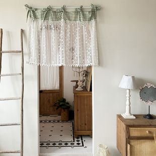 泉水清歌免打孔咖啡帘搭配半帘美式厨房窗帘门帘粘贴魔术贴定制