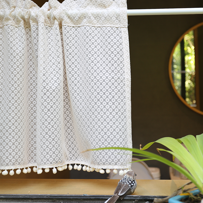 鸢尾乡旅米色缕空圆点美式门帘