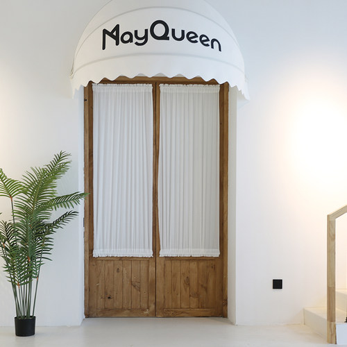 鸢尾乡旅玻璃隐私门帘白色纱