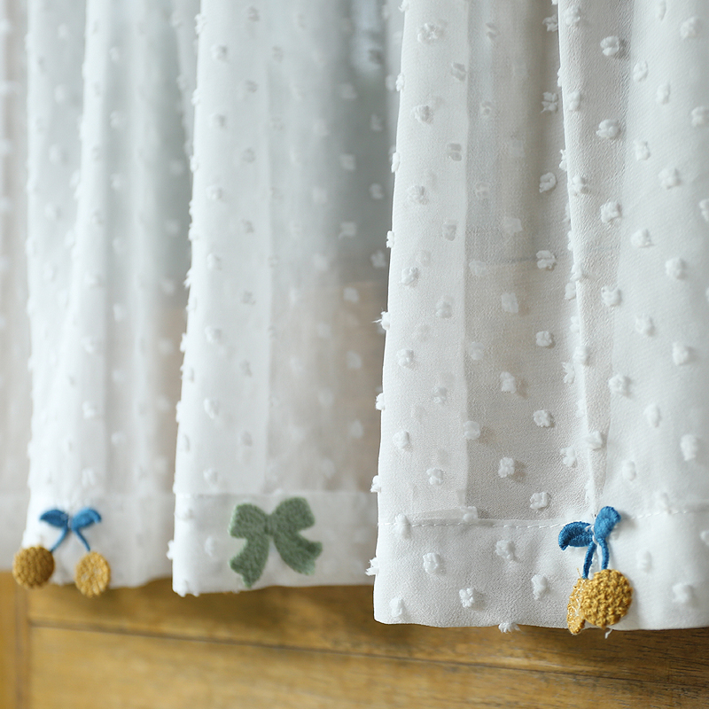 鸢尾乡旅清新白色半帘透光