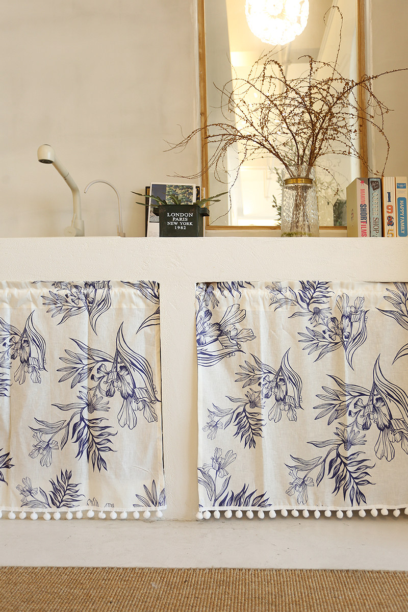 美式复古大花简美洛可可窗帘半帘挂钩免打孔门帘粘贴魔术贴定制,居家布艺,成品窗帘,淘宝优惠券,粉丝福利购,淘宝优惠卷