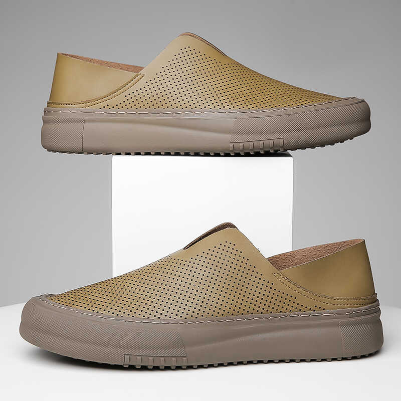 夏季真皮欧洲站舒适懒人鞋软面透气低帮鞋潮流男鞋驾车镂空豆豆鞋,流行男鞋,洞洞鞋,淘宝优惠券,粉丝福利购,淘宝优惠卷