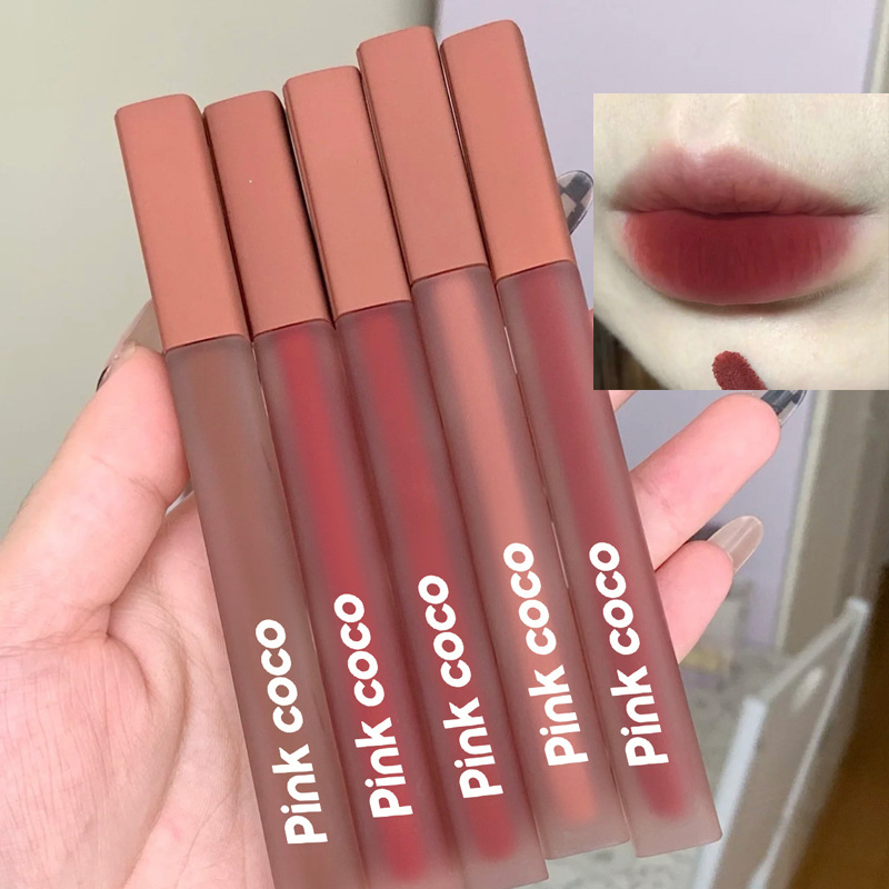 Pinkcoco唇霜哑光不沾杯口红柔雾棉花糖唇釉保湿滋润平价小众
