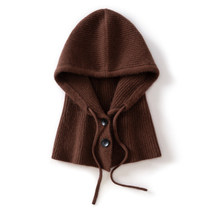 针织山羊绒围脖帽子一体加厚保暖女韩版巴拉克拉法帽防风护耳帽男