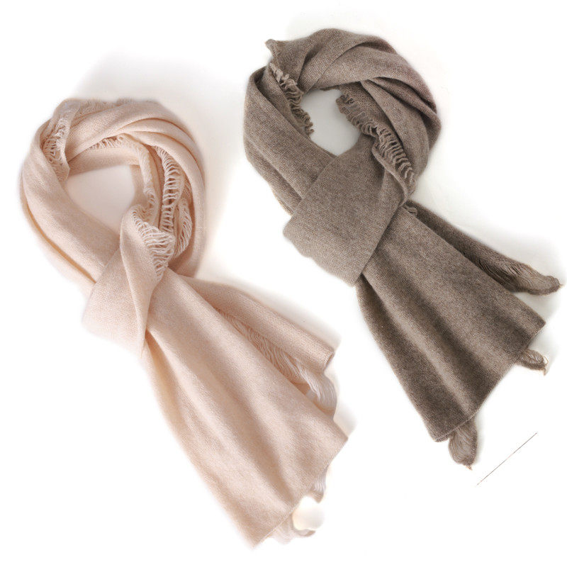 秋冬cashmere围巾须须边山羊绒针织保暖围脖七针单股 可亲子/情侣