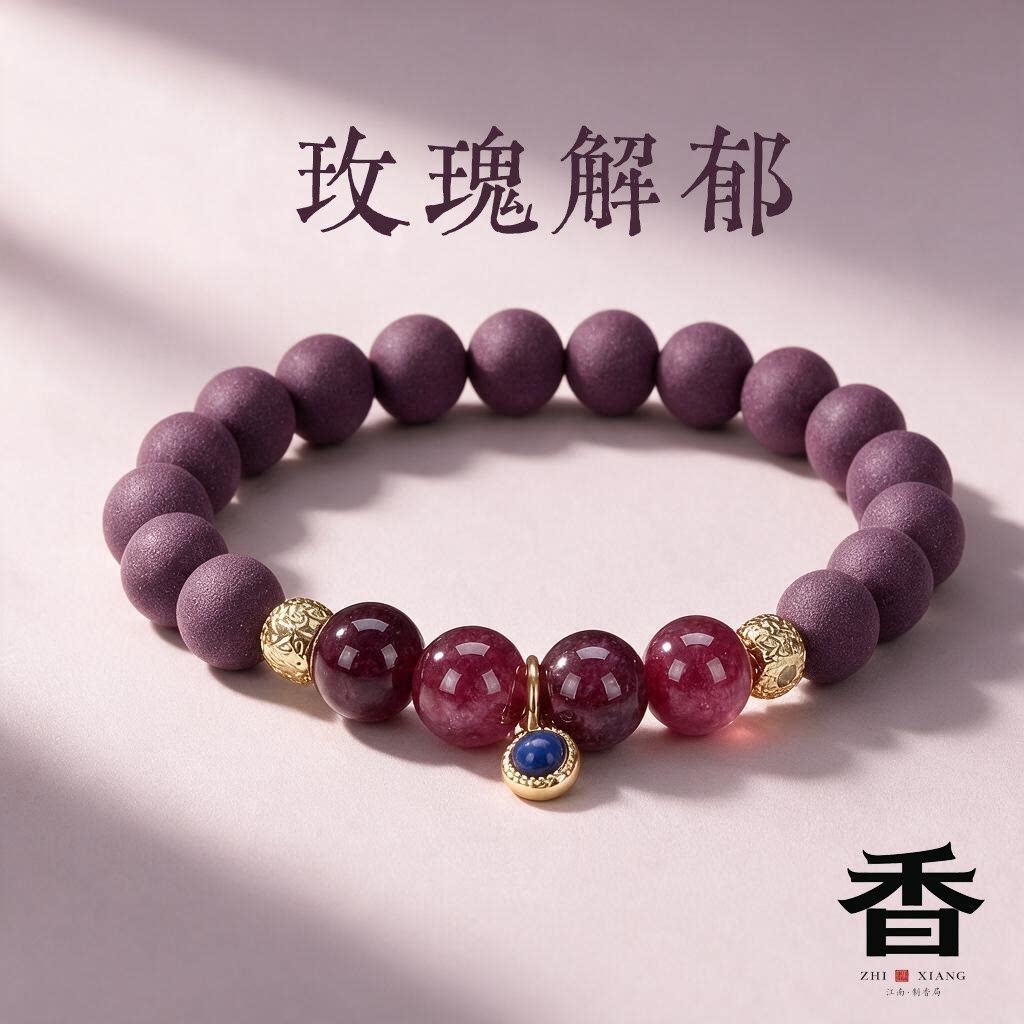 玫瑰解郁合香珠手串非遗古法天然草本中药手工女款养生和香珠饰品