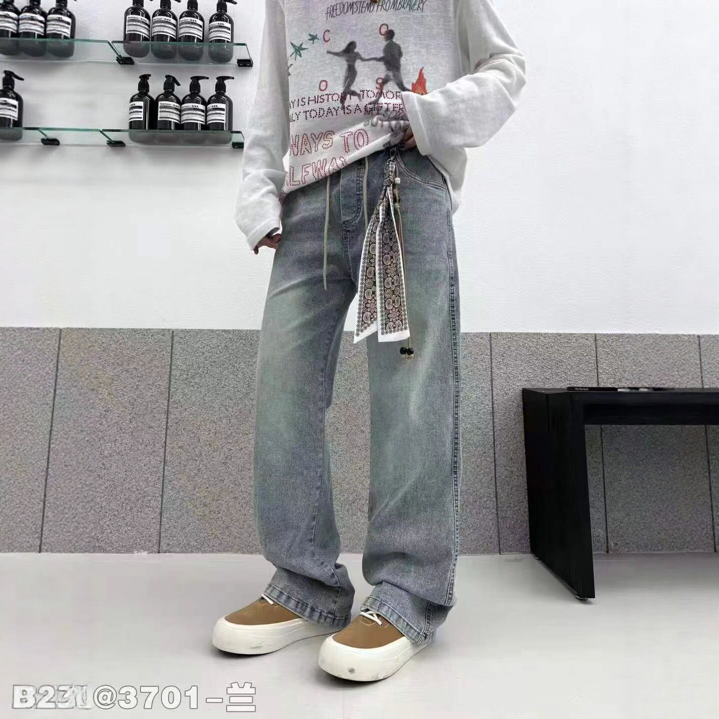 2026春季新品浅蓝色水洗直筒牛仔裤男舒适百搭宽松气质休闲长裤潮