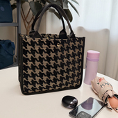 千鸟格休闲方形手提包手提袋女包妈妈包母婴外出拎包轻便宝妈袋子