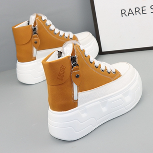 厚底10cm高帮鞋女秋冬新款小个子显瘦内增高8cm小白鞋休闲运动鞋