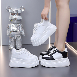 休闲鞋 12cm超高跟女鞋 显瘦内增高10cm厚底松糕小白鞋 新款 2023秋季