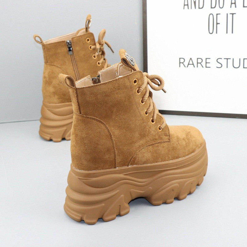 加绒保暖内增高12CM厚底马丁靴