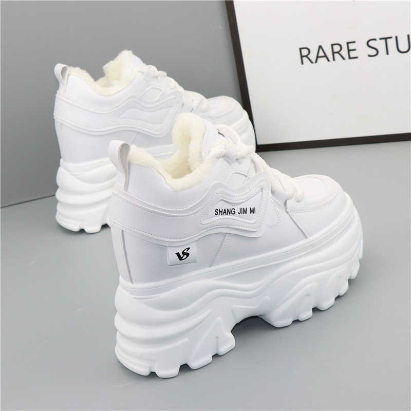 12CM隐形厚底内增高加绒小白鞋