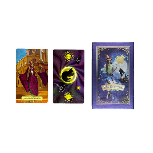 女巫金箔塔罗牌tarot烫金现货塑料pvc防水塔罗牌桌游卡牌