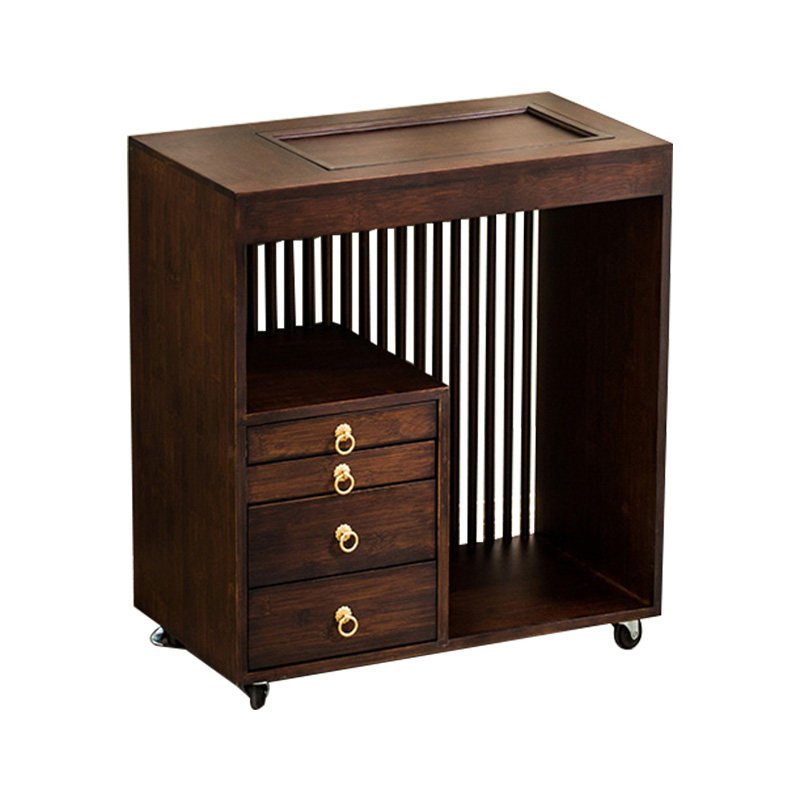 容山堂新中式茶水柜茶台竹制可移动泡茶桌家用客厅仿实木茶柜