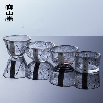Rongshantang Japanese gold-painted glass teacup thickened hammer eye pattern size personal cup tea cup Kung Fu tea set