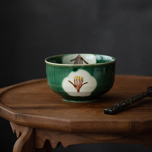 同合进口美浓烧织部椿花多用途陶瓷碗日式复古釉下彩家用饭碗汤碗