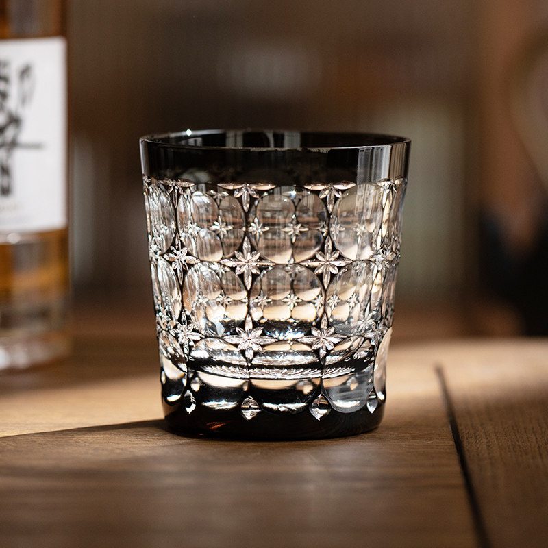 同合日本进口江户切子月夜水晶杯高档手工威士忌酒杯轻奢洋酒杯子