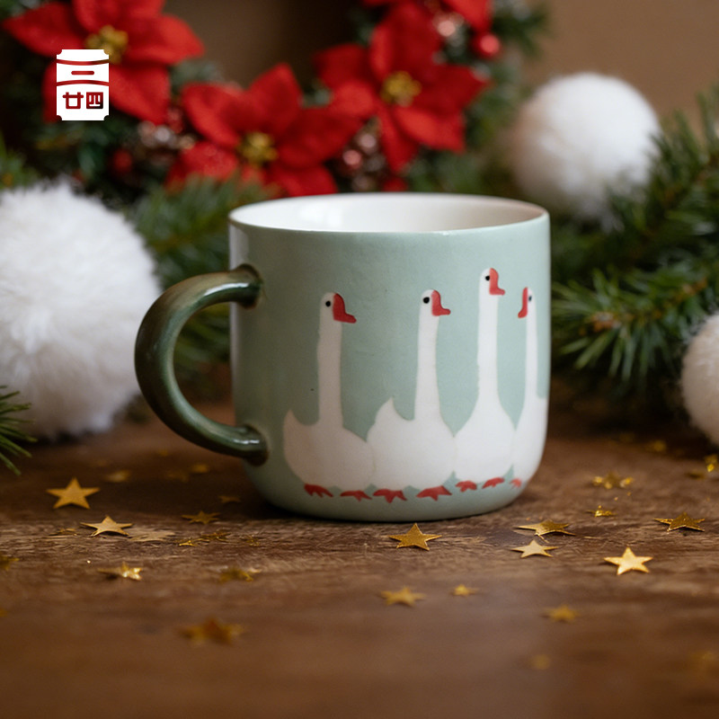 景德镇陶瓷马克杯手绘高档咖啡杯可爱女生早餐杯牛奶杯微波炉可用