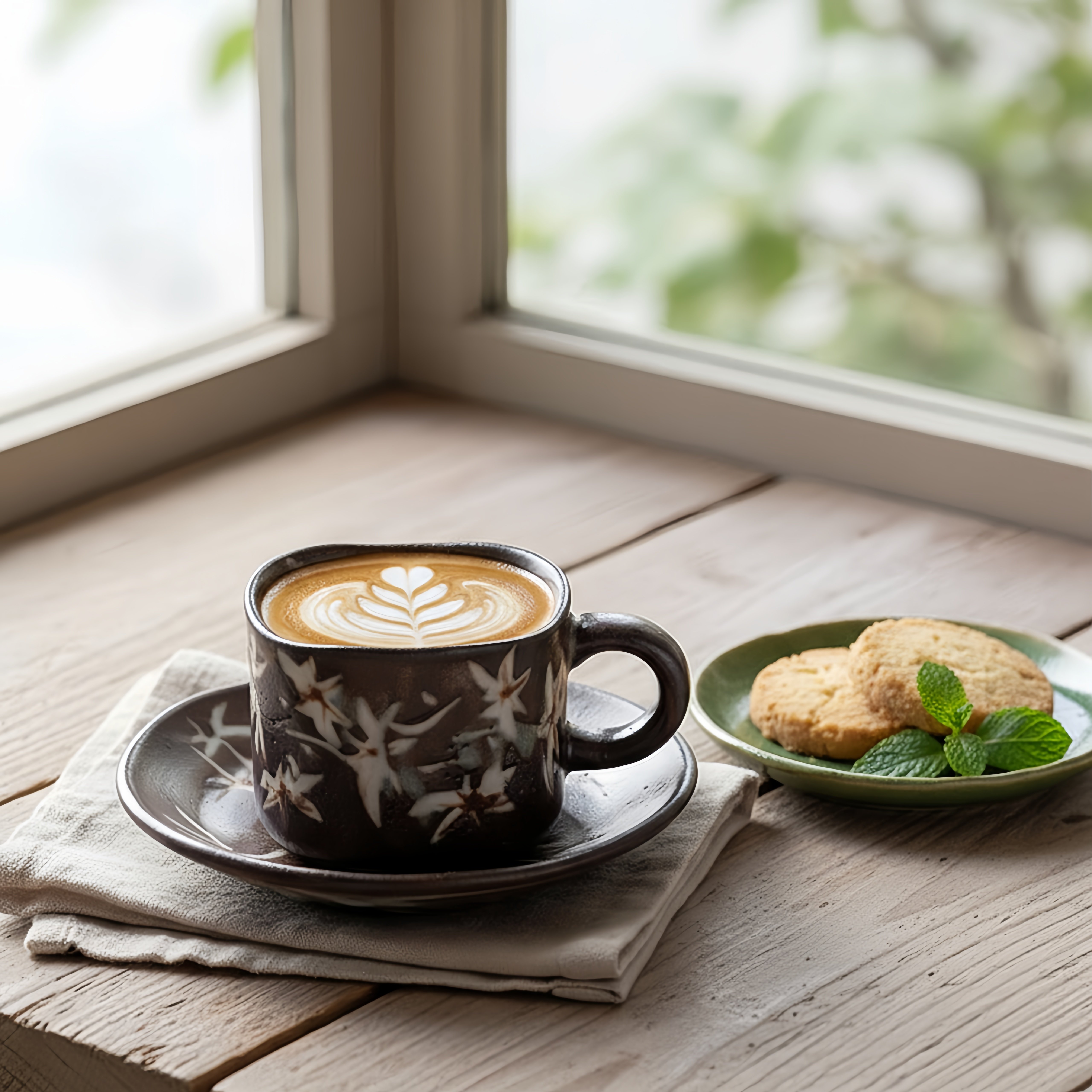 日本进口志野烧唐草纹咖啡杯日式复古陶瓷杯碟套装下午茶杯子