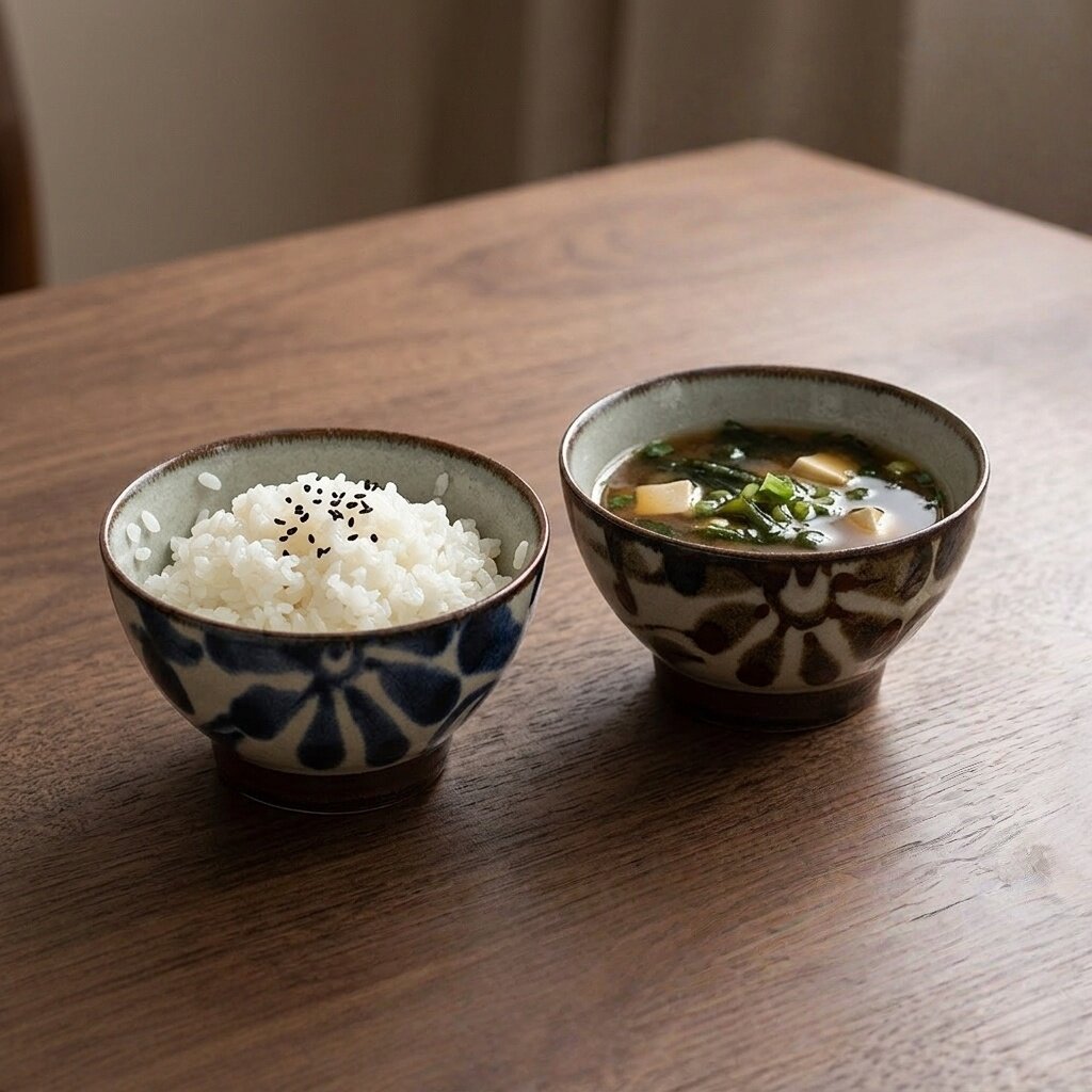 日本进口釉下彩露影唐草陶瓷碗家用日式复古花纹饭碗汤碗分餐碗