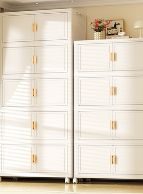 收纳柜子置物柜家用衣服零食柜宝宝折叠衣柜儿童整理储物柜免安装