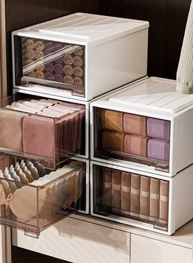 收纳箱抽屉式收纳盒裤子家用衣物储物柜子衣柜塑料透明内衣收纳盒