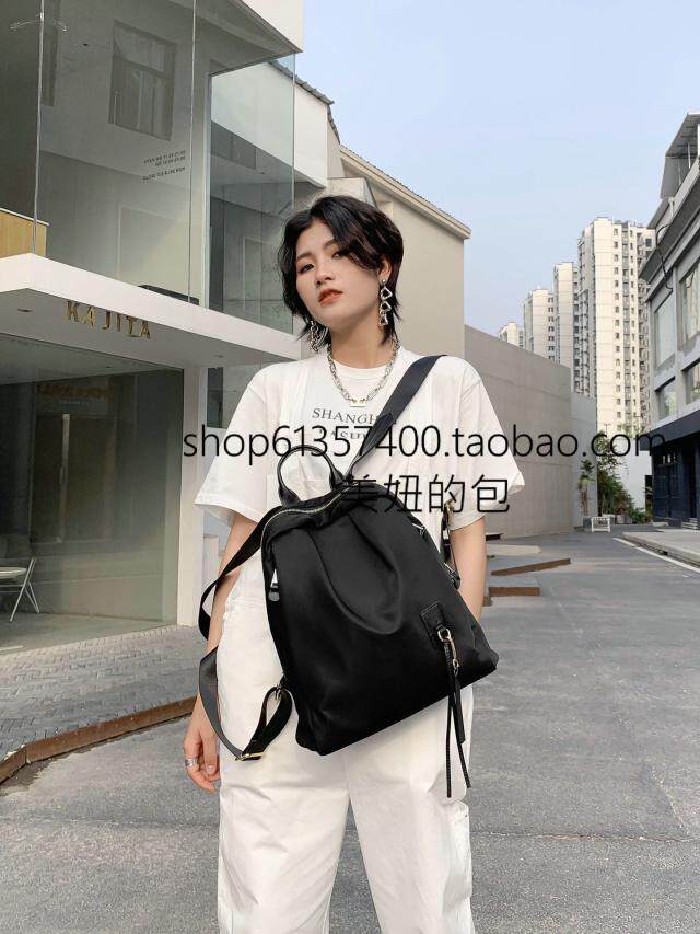 轻便大容量双肩包女包2023新款欧洲站休闲百搭旅游包时尚帆布背包