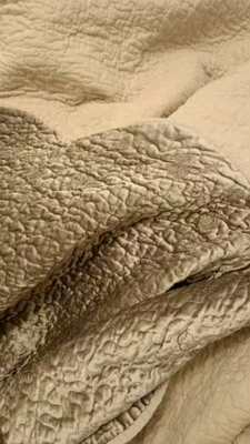 2.3*2.5金咖色zarahome刺绣棉平绒衍缝床盖被子外贸出口欧美