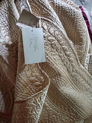 1.5*1.6zarahome米金色荷叶边四叶草衍缝床盖被子出口外贸样品欧