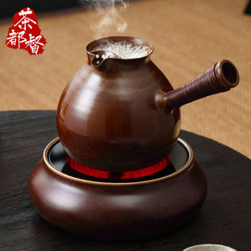 明德园柴烧红泥围炉手拉罐罐茶壶