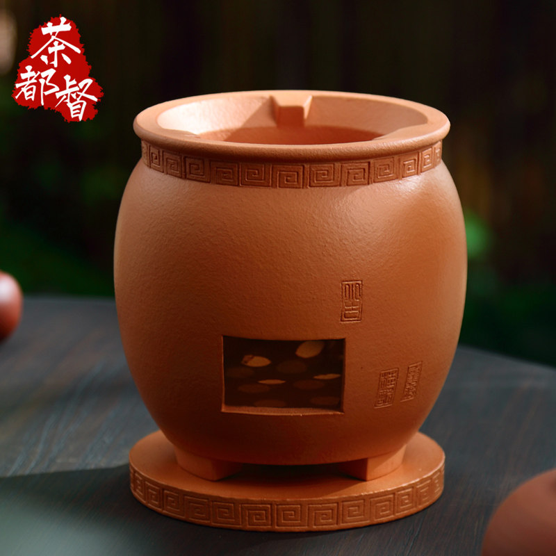 龙桂强纯手工复古红泥炭炉煮茶炉