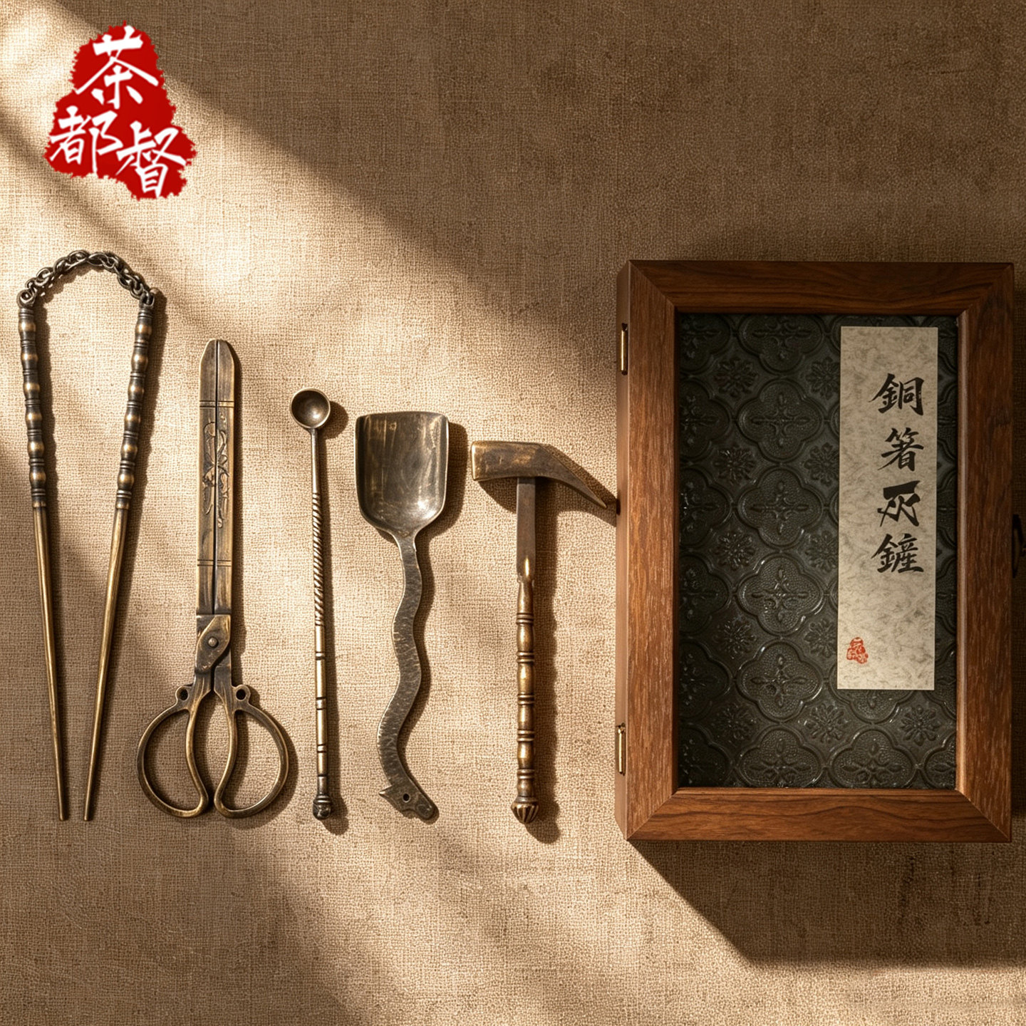 茶都督纯手工锻造铜制火箸铜配件图片