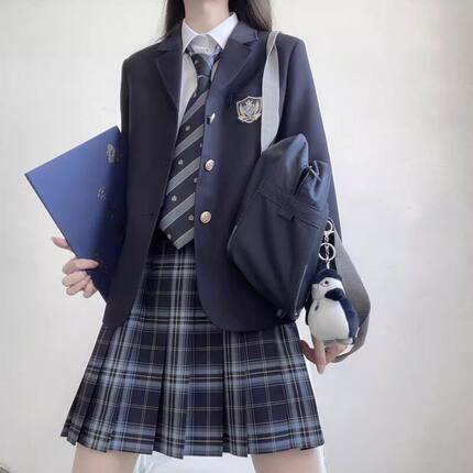 黑色西装校供小个子西服学院风感书jk英伦女外衣外套制服与山茶