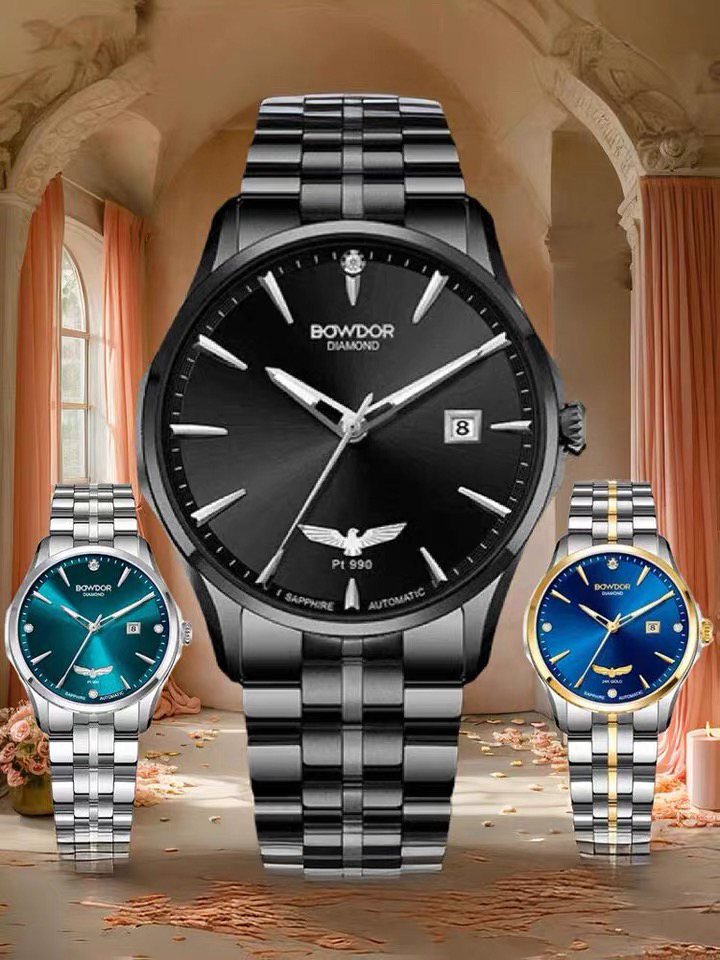 专柜宝舵手表镶24K纯金金鸿展翅璀璨真钻情侣表机械表GG018男女表