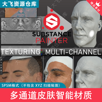 SubstancePainter角色面部纹理TexturingXYZ多通道SPSM智能材质