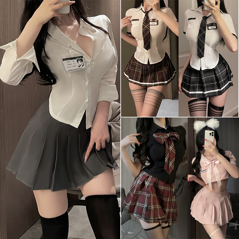 纯欲风JK制服辣妹性感套装夏天学