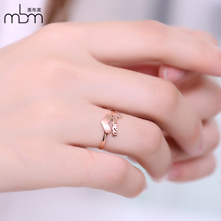 玫瑰金love戒指饰品设计韩版时尚